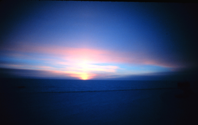 Optical effect as sun actually below horizon during March sunset