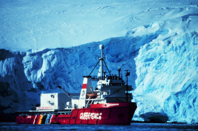 A Greenpeace vessel on an Antarctic expedition