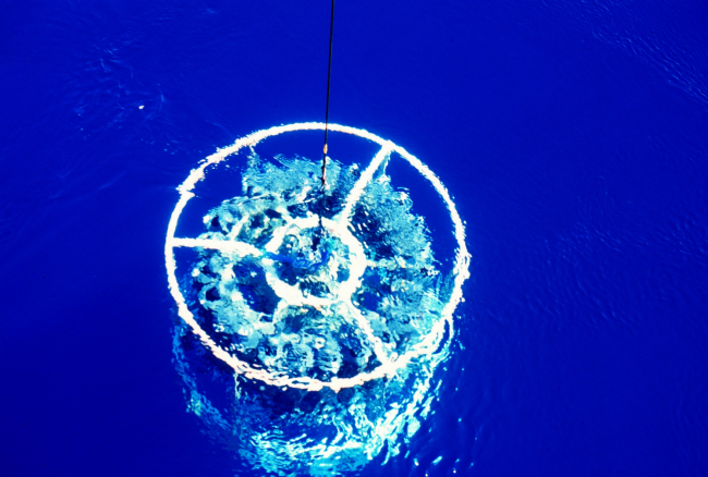 CTD rosette visible in crystal clear waters