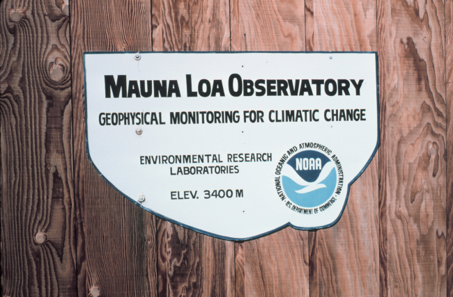 The sign at the Mauna Loa Observatory - Geophysical Monitoring for ClimaticChange