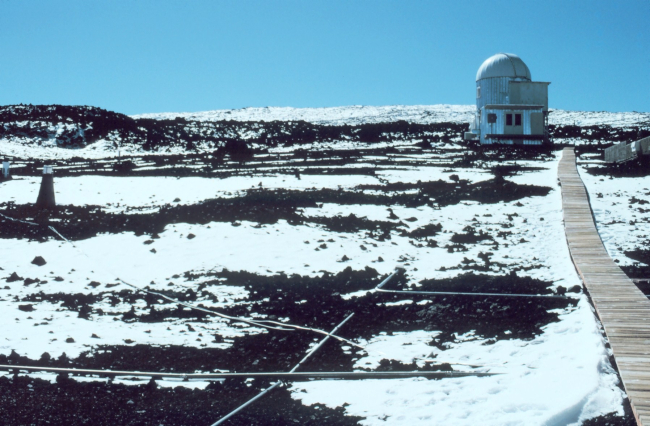 Snow on the ground at Mauna Loa Observatory