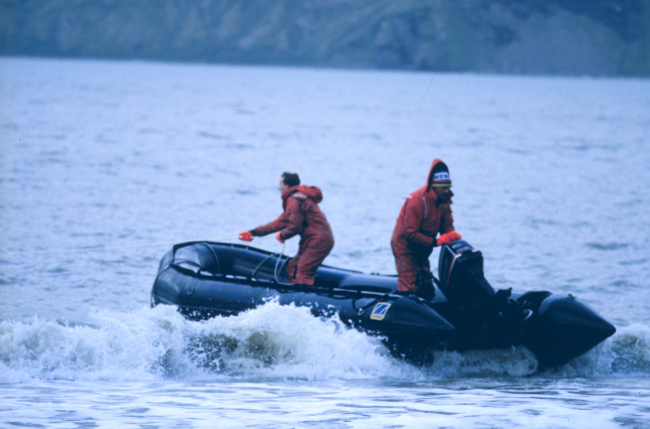 Small boat operations to resupply field camp on Seal Island