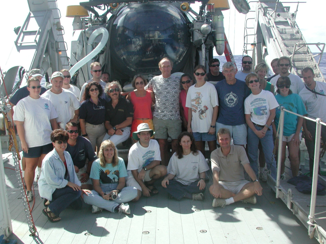 The science team aboard the R/V Seward Johnson for the third leg of theexpedition from August 16-31, 2002