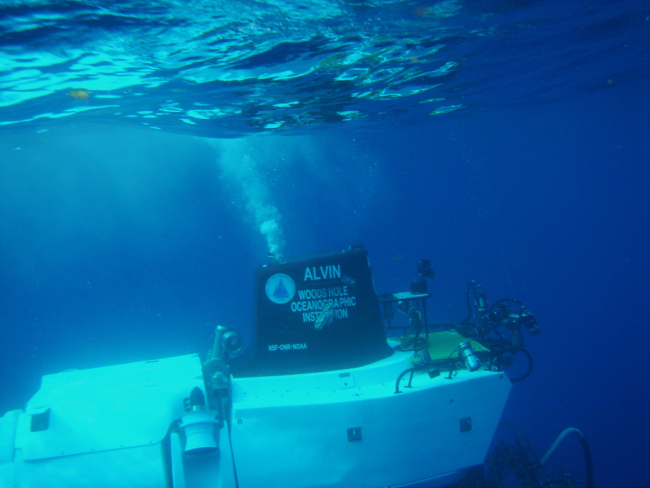The ALVIN submersible begins its descent to the bottom