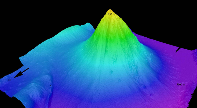 West Kawio (Kawio Barat) Seamount which rises 3800 meters from the seafloor