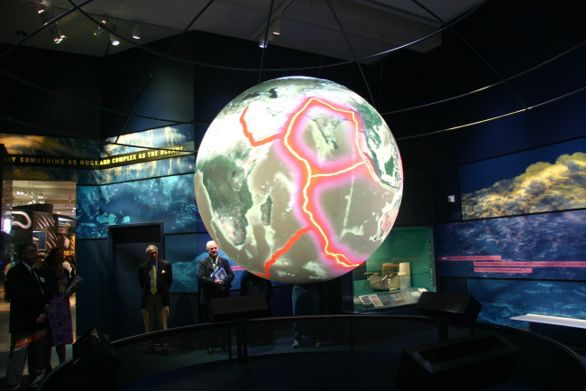 The Science on a Sphere display at the Sant Ocean Hall of the Smithsonian National Museum of Natural History
