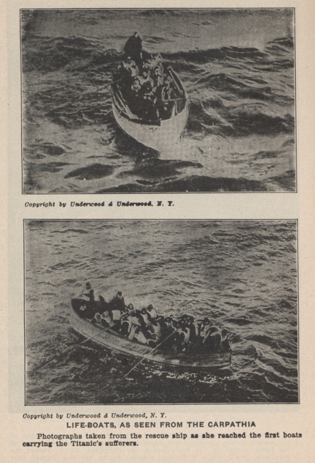 Lifeboats from the TITANIC as seen from the CARPATHIAIn: Marshall, Logan 1912