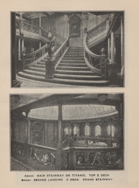 Above:  Main stairway on the TITANIC