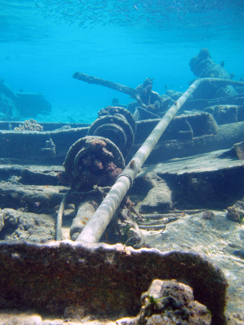 Remains of a once noble vessel that has been battered by waves and storm fordecades