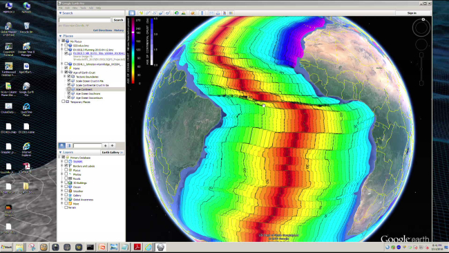 Screen capture of isochrons of Atlantic Ocean Seafloor