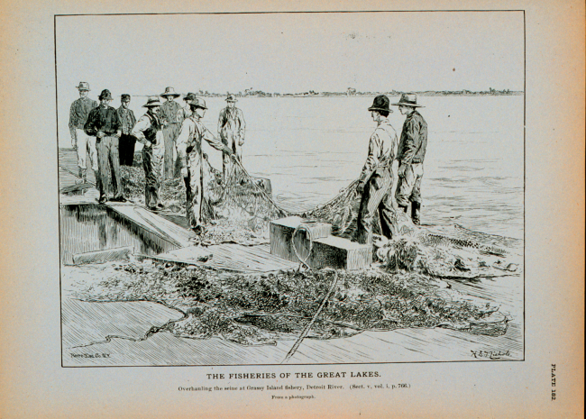 Overhauling the seine at Grassy Island Fishery, Detroit RiverPhotograph by U
