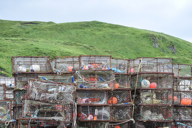 Crab traps with associated gear at Dutch Harbor