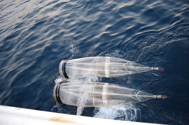 Bongo nets deployed in water
