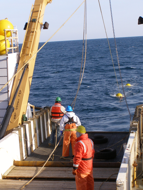 Mooring buoy operations off the NOAA Ship MILLER FREEMAN