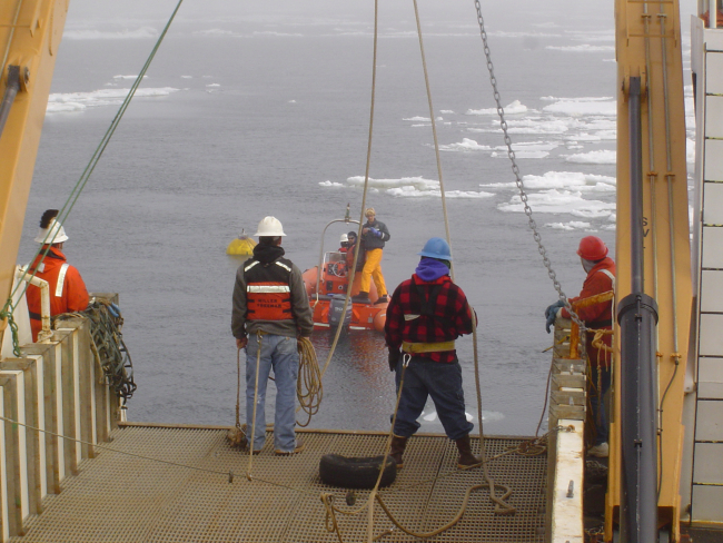Mooring buoy operations off the NOAA Ship MILLER FREEMAN