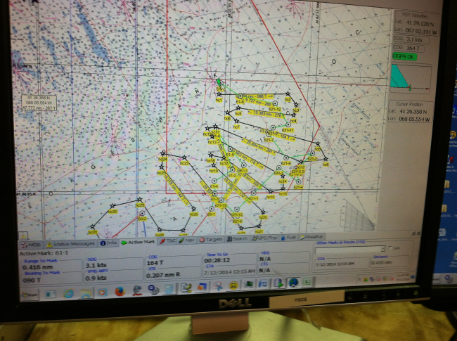 Electronic chart showing location of dredge stations acquired by R/V HUGH R