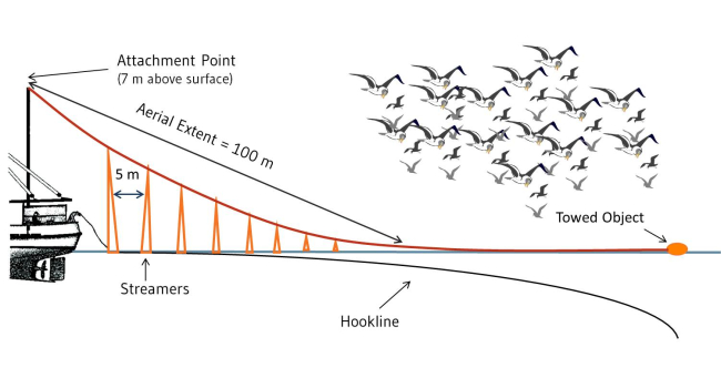 Digram of principle of operation of birdline streamers