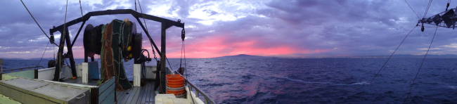 Sunset seen off of contract research vessel conducting groundfish survey