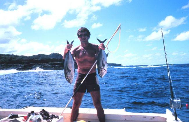 Diver with two jacks (Ulua)