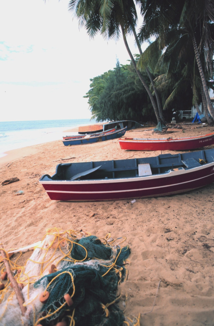 Small scale fishing boats on the beach