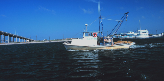 A small shrimp boat in the Intracoastal Waterway