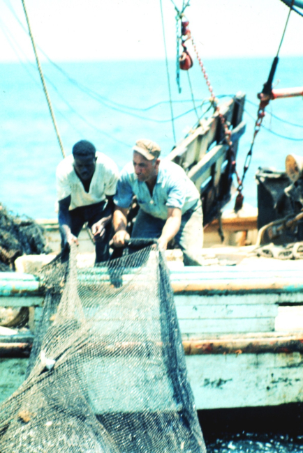 Working together to secure the harvest of shrimp off the THREE SONS