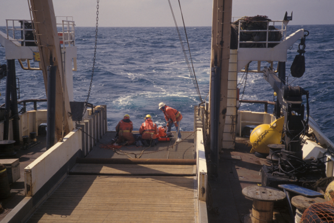 USCG helicopter medical evacuation from NOAA Ship MILLER FREEMAN