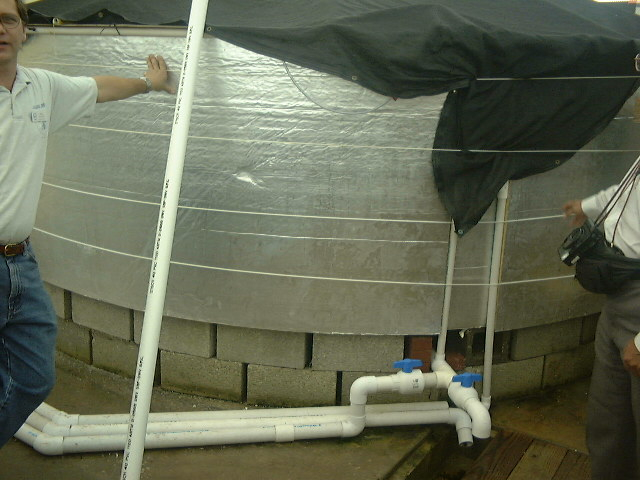 Circular tank with cover and insulation to maintain temperature controlfor culture of fish at Harbor Branch Oceanographic Institute