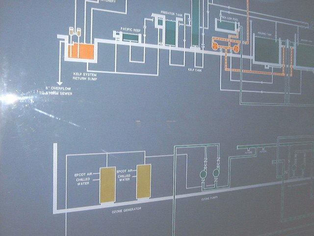 Epcot Living Seas systems blueprint illustrating volume of water chilled andmoved