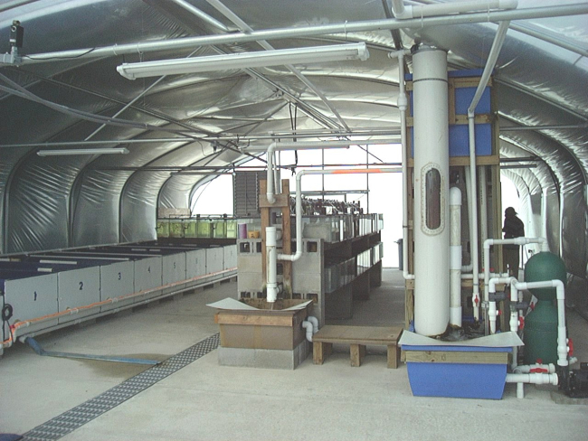 View of a Florida ornamental aquaculture greenhouse facility