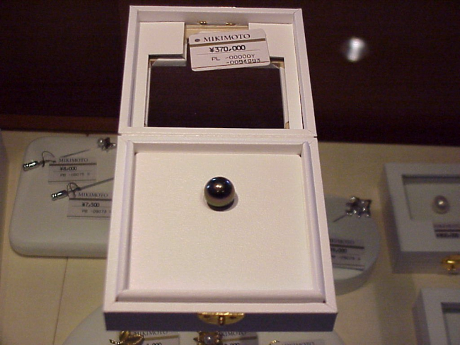 Cultured black Mikimoto pearl at  Pearl Island, Japan