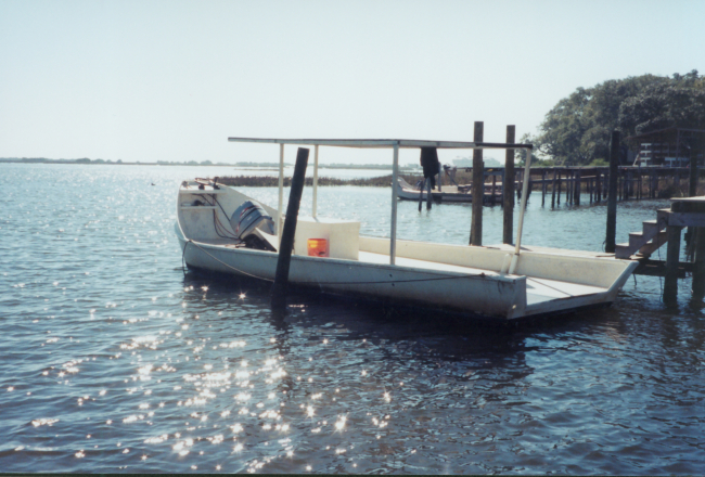 Specially modified boat for clam aquaculture operati