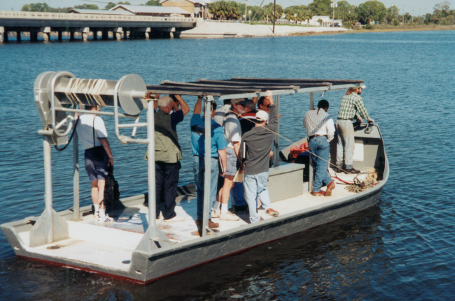 Specially modified boat for clam aquaculture operati