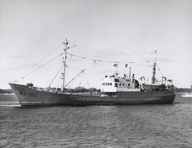 The Soviet Research vessel ALBATROS arriving in Woods Hole