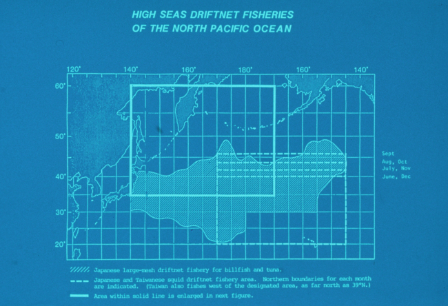 1980's graphic showing the extent of driftnet fisheries on the high seas of theNorth Pacific Ocean