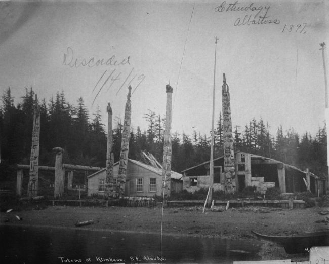Ethnology, Albatross, 1897, totems at Klinkuan, southeast AK