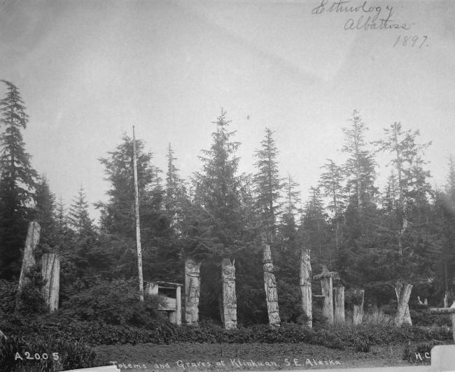 Ethnology, Albatross, 1897, totems and graves at Klinkuan, southeast AK