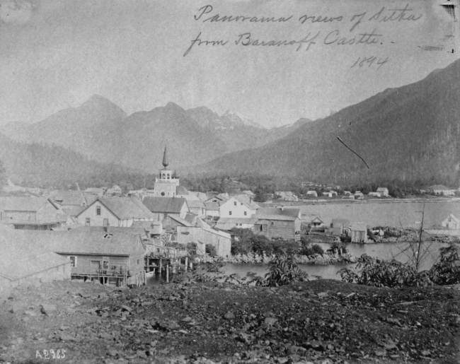 Panorama views of Sitka from Baranoff Castle, AK, 1894