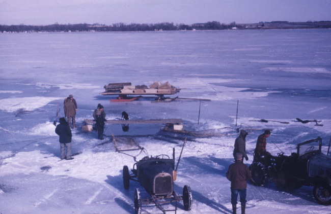 Seining under ice for carp in a rough fish utilization operation
