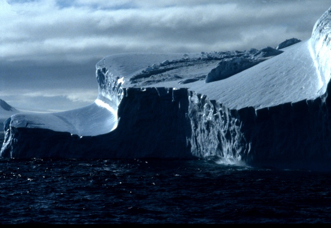A tabular iceberg afloat in the Southern Ocean