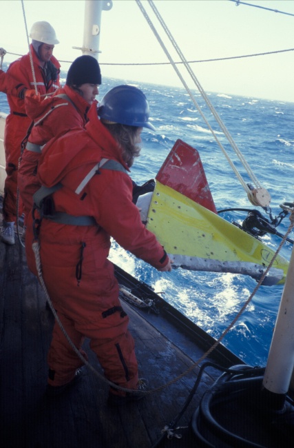 Mike MacCaulay's towed acoustic fish on NOAA Ship Surveyor