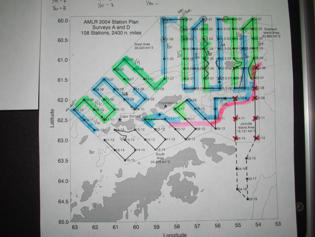 Survey tracklines from the AMLR 2004 research cruise
