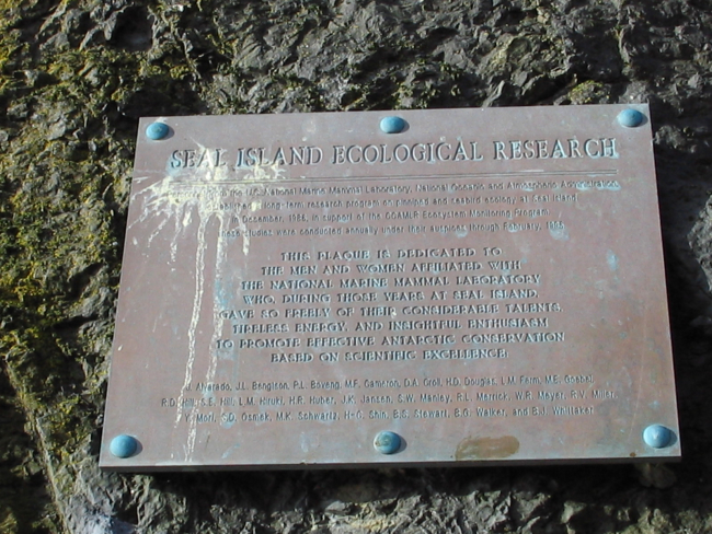 A memorial plaque is the only thing that remains of the field station onSeal Island