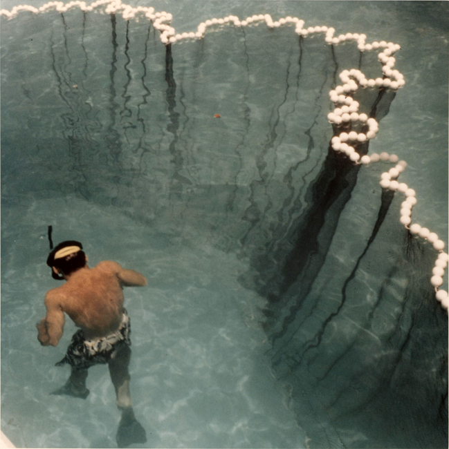 BCF snorkeler inside of test seine net in pool