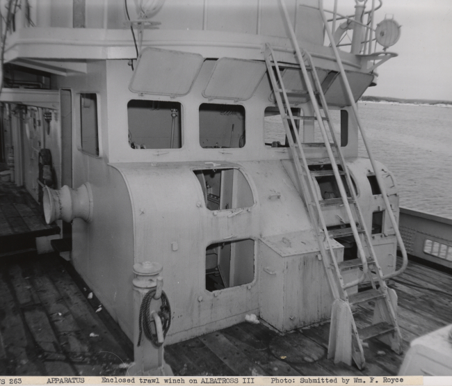 Enclosed trawl winch on the ALBATROSS III