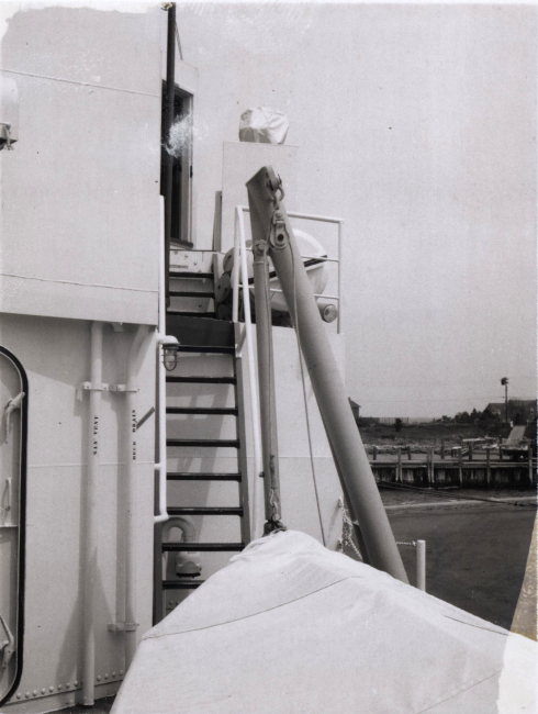 Ladder to bridge from boat deck on starboard side of ALBATROSS IV