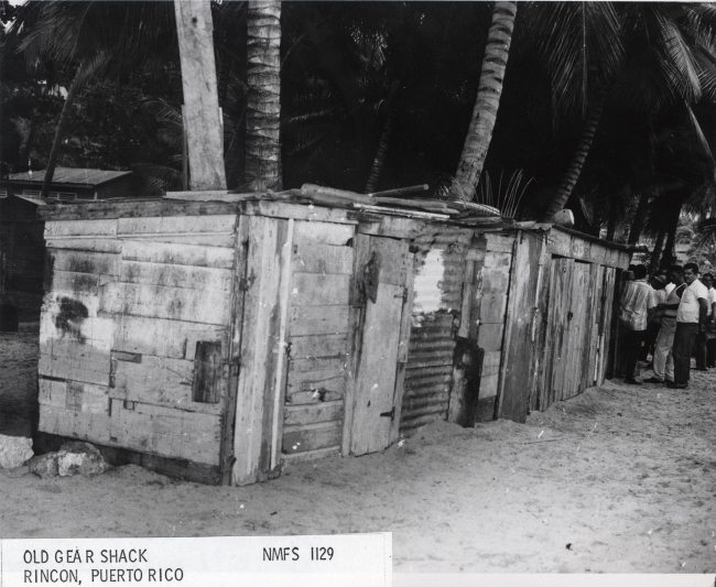 Old gear shack used by artisanal fishing community at Rincon, Puerto Rico