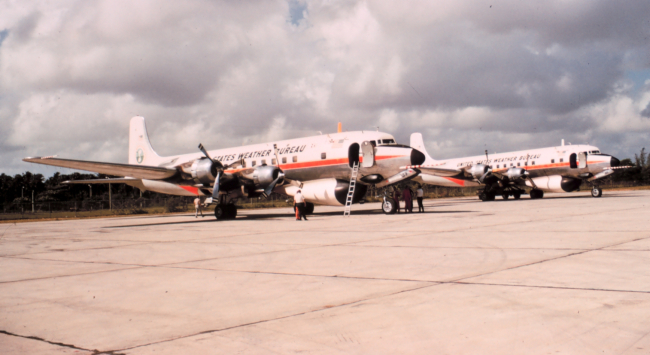 Weather Bureau DC-6's on the ground - N6539C in foreground, N6540C in background