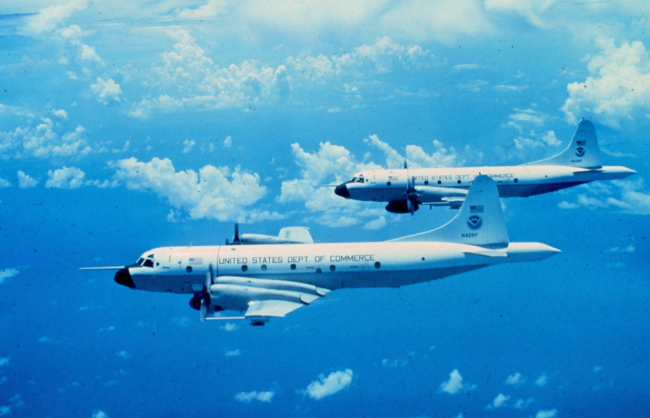 NOAA P-3's N42RF and N43 RF flying on a mission together