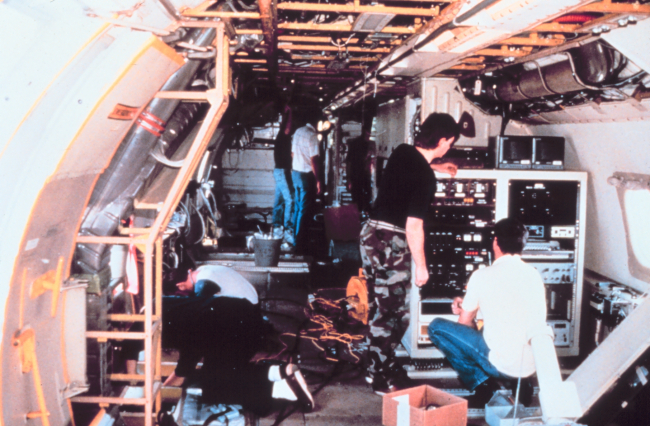 Preparing interior of P-3 with electronic systems